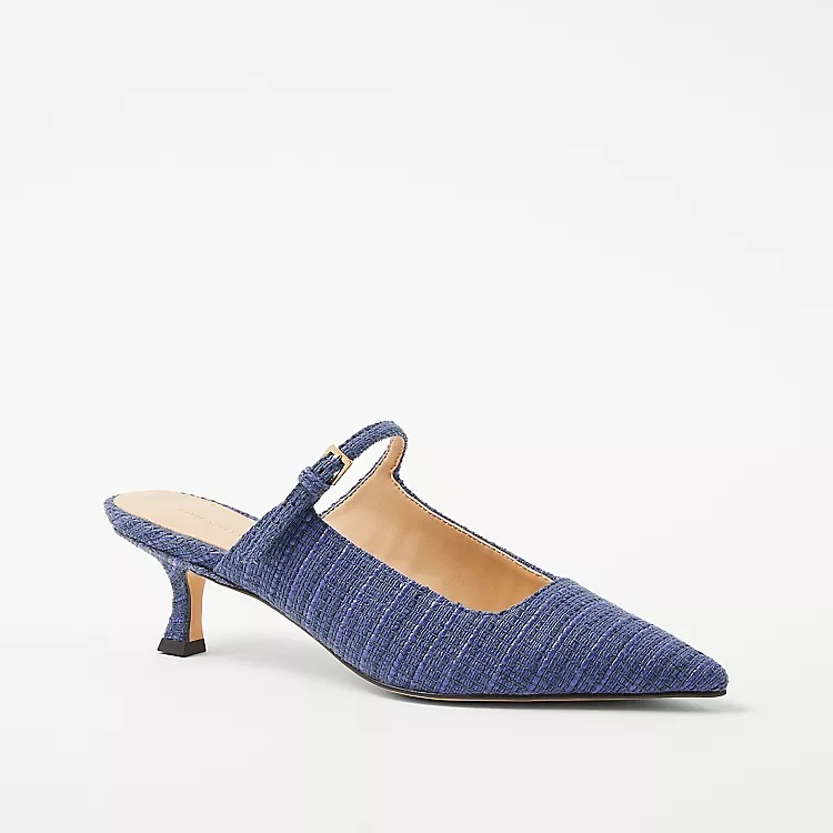 Ann Taylor Blue Heeled Mules